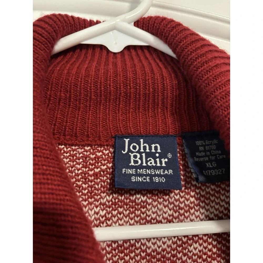 Vintage John Blair Full Zip Sweater Jacket Men Size XL Christmas